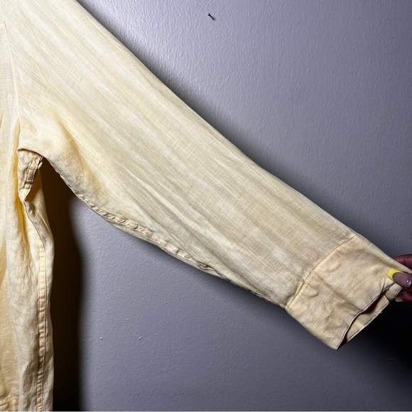 Claiborne Women 100% Linen Plus Size‎ Top XXL Butter Yellow Tunic Popover Lagen - Picture 7 of 7